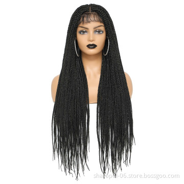 synthetic ladies hair wigs box braids crochet hair heat resistant synthetic wigs lace front